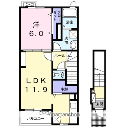 Ｇｒｅｅｎ　Ｐａｒｋ　Ⅰ[1LDK/48.65m2]の間取図