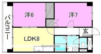 道後山本ビル[2LDK/47.85m2]の間取図