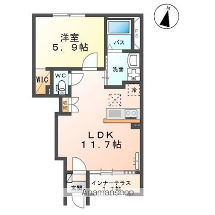 リバレイン南川[1LDK/43.24m2]の間取図