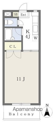 エンゼルコート２１[1K/31.5m2]の間取図