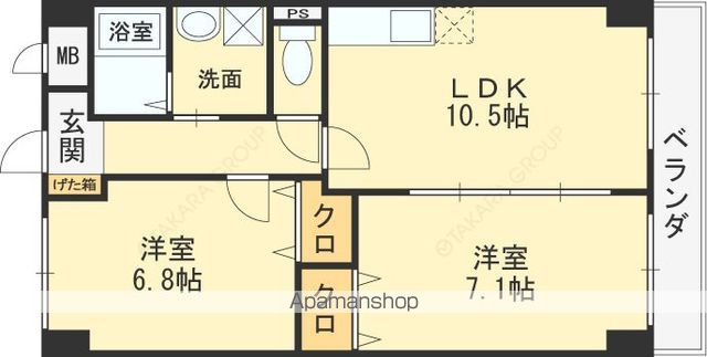 近鉄大阪線 高安駅 徒歩3分 6階建 築13年の間取り写真