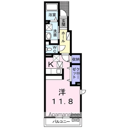 グランデ・プリムラＢ[1R/34.15m2]の間取図