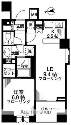 シティハウス東京新橋[1R/45.45m2]の間取図