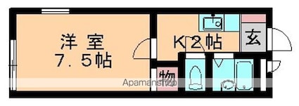 ジョカーレ祐光[1K/22.96m2]の間取図