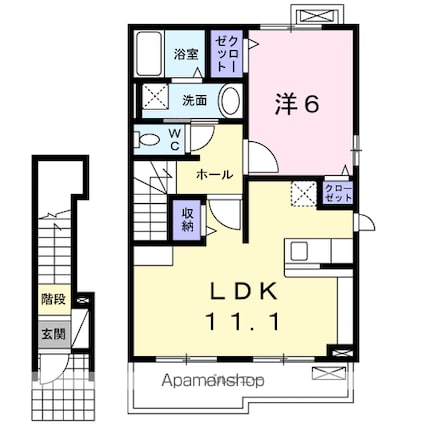 ロッソ　ローザ[1LDK/46.09m2]の間取図
