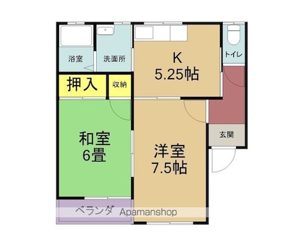 グランディールＦ[2K/40.49m2]の間取図