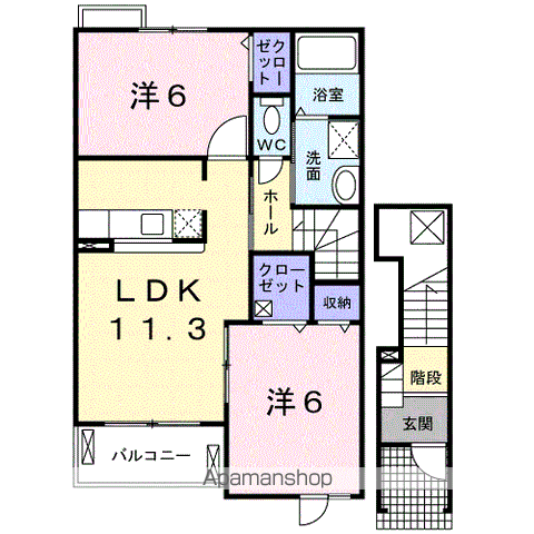 【岐阜市粟野西のアパートの間取り】