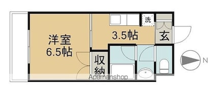 メイプルタウン[1K/25.2m2]の間取図