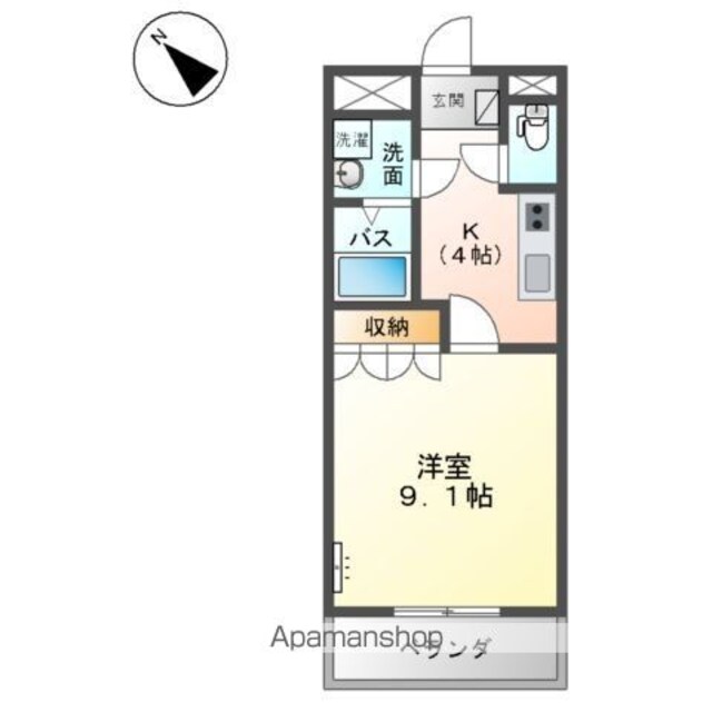 ルナ・アルカディア参番館[1K/30.96m2]の間取図