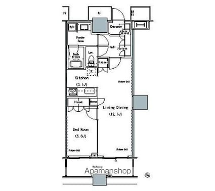 ＴＨＥ　ＴＯＫＹＯ　ＴＯＷＥＲＳ　ＭＩＤＴＯＷＥＲ[1LDK/52.32m2]の間取図