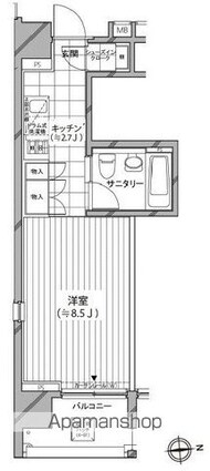 カスタリア麻布十番七面坂[1R/27.9m2]の間取図