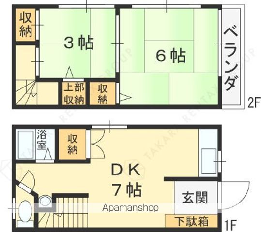 大阪環状線 京橋駅 徒歩9分 2階建 築42年の間取り写真