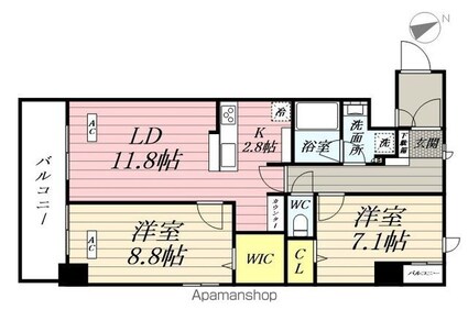 コートデルトゥール昭島[2LDK/68.47m2]の間取図