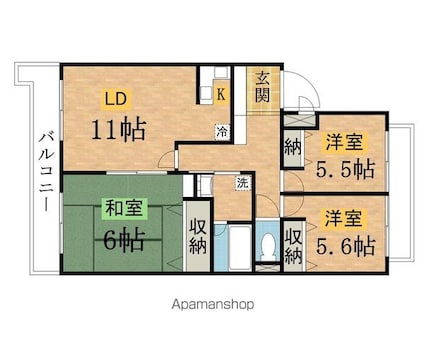 リフィーネめじろ台[3LDK/76.1m2]の間取図