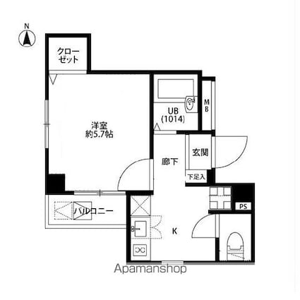 プレール・ドゥーク木場親水公園[1K/20.59m2]の間取図