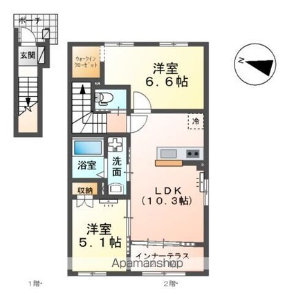 ベルスーズ[2LDK/56.89m2]の間取図
