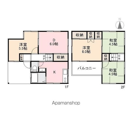 Ｓ木太町借家[4DK/65.4m2]の間取図