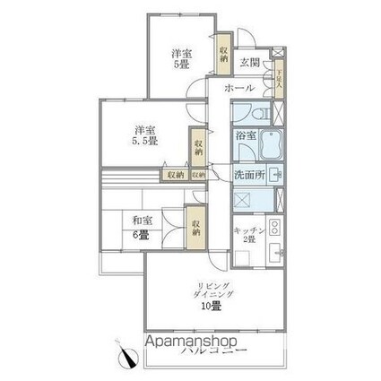 ベル富士見丘[3LDK/84.84m2]の間取図