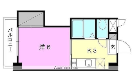 ジョイフル南江戸[1K/21.42m2]の間取図