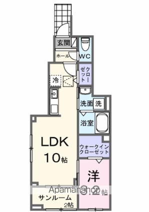 ヒカルサ西東京向台ウエスト[1LDK/38.52m2]の間取図