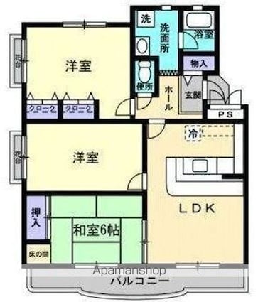 プレジール飛鳥[3LDK/74.04m2]の間取図