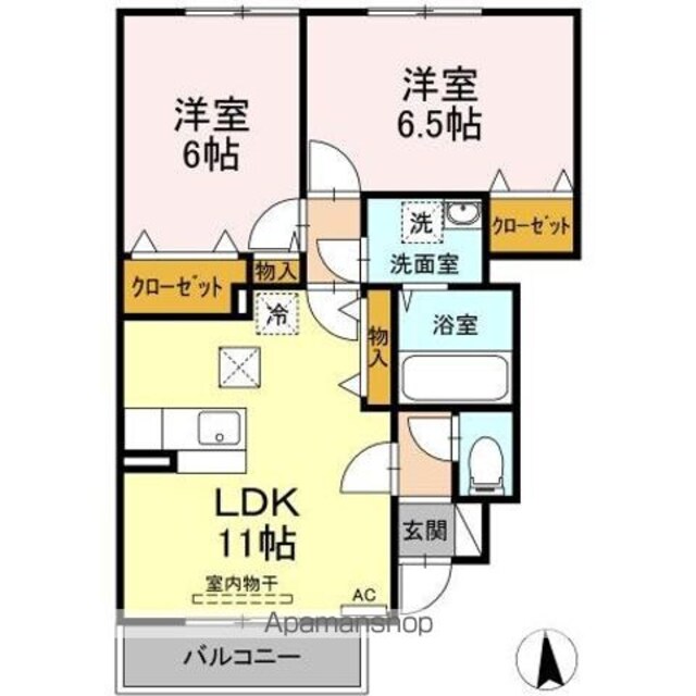 クラインベルク[2LDK/57m2]の間取図