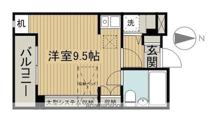 目白第二欅マンション[1R/27.25m2]の間取図