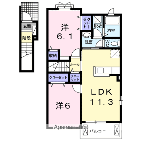 カーサ　ステッラⅡの間取り