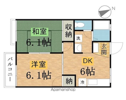 メゾン小山Ⅲ[2K/38.83m2]の間取図