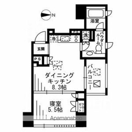東京都新宿区左門町[1DK/33.43m2]の間取図