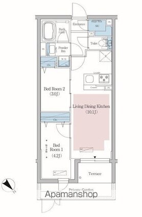 アーバネックス文京小石川[2LDK/40.04m2]の間取図