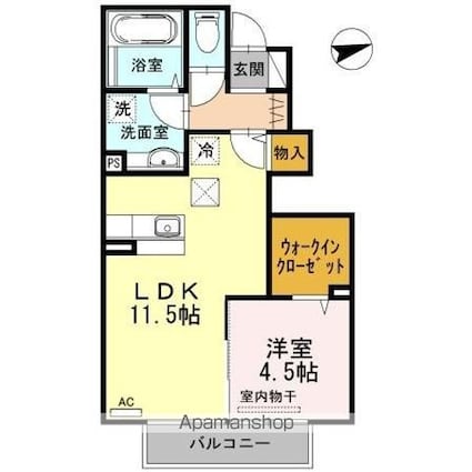 ルピナス高柳東町３[1LDK/43.37m2]の間取図