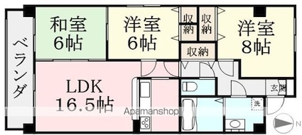 ロイヤル・シャトー一番館[3LDK/80.1m2]の間取図