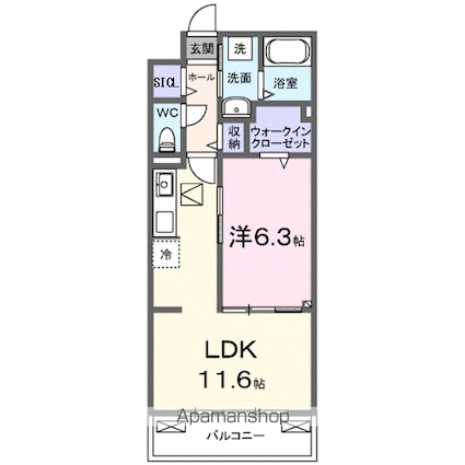 ラクーン守山[1LDK/42.59m2]の間取図