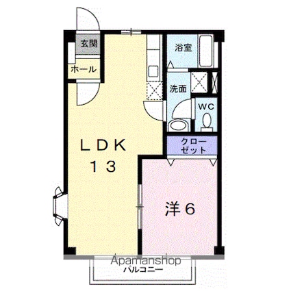 パルシャス園部Ⅰ[1LDK/44.71m2]の間取図