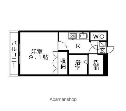 ピュア[1K/30m2]の間取図