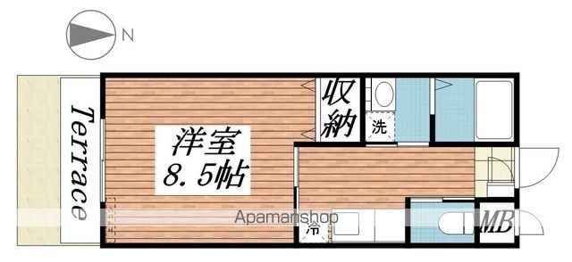 ルガール直川[1K/28.47m2]の間取図