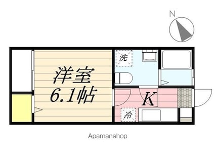 サードベル馬橋[1K/21.28m2]の間取図