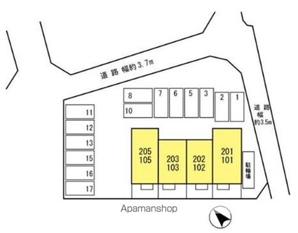 フィオーレ野崎Ⅱ[1LDK/33.39m2]の配置図