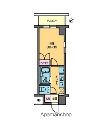 カスタリア要町[1K/22.3m2]の間取図
