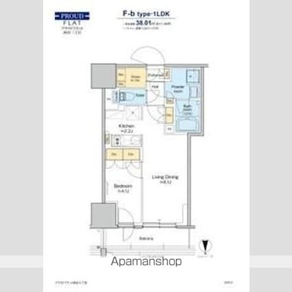 プラウドフラット四谷三丁目[1LDK/38.01m2]の間取図