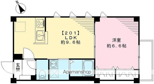 グリュック上北沢[1LDK/37.19m2]の間取図