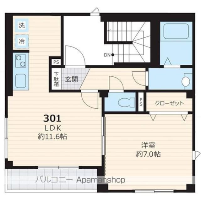 パッサ白金台[1LDK/41.44m2]の間取図