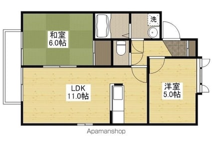 広島県広島市南区向洋新町３丁目[2LDK/51.36m2]の間取図
