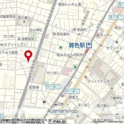 東京都大田区西六郷２丁目[1K/19.45m2]の周辺