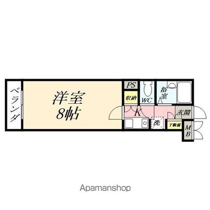 岡山県岡山市北区出石町１丁目[1K/24.02m2]の間取図