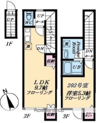 マイレジデンス鷺宮[1LDK/44.29m2]の間取図