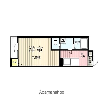 クレフラスト台原駅前[1K/24.58m2]の間取図