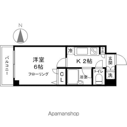 プロフ中野[1K/20.02m2]の間取図