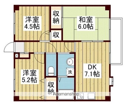 フォブール三好Ｃ棟[2LDK/52.99m2]の間取図